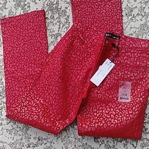 Revolt red leopard jeans NWT 11/12
